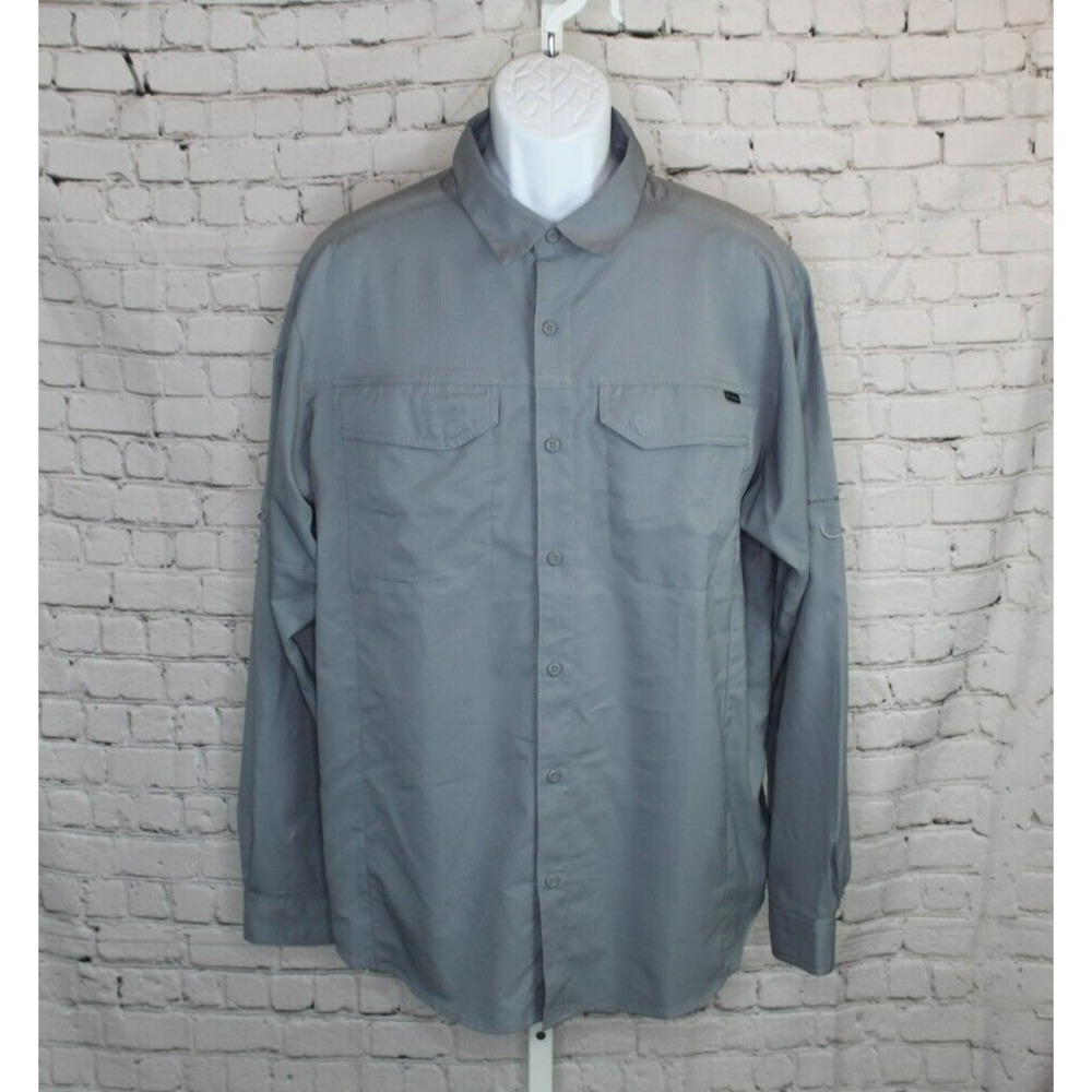 Columbia PFG Shirt Mens L Omni-Shade Vented Long Sleeve Fishing Shirt Gray